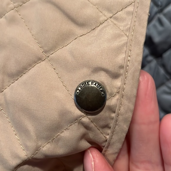 Tan Eddie Bauer preppy quilted goose down barn coat jacket neutral quality Small - Picture 4 of 9